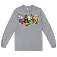 Heather Grey Halloween Coffee Cups Long Sleeve Tee - texasbilliewilder