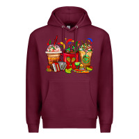 Burgundy Mexico Coffee Cups Premium Hoodie - FaDigitalArtStudio