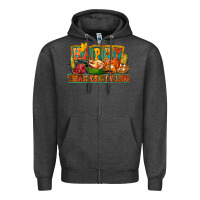 Charcoal Heather Happy Thanksgiving Zipper Hoodie - FaDigitalArtStudio