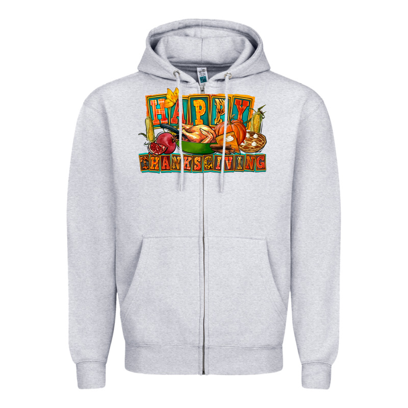 Happy Thanksgiving Zipper Hoodie by FaDigitalArtStudio | Teevron