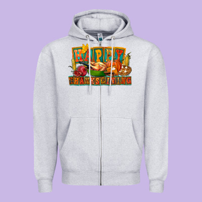 Happy Thanksgiving Zipper Hoodie Designed By Fadigitalartstudio