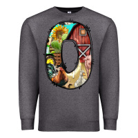 Charcoal Heather farm life alphabet lowercase letters o Premium Sweatshirt - BundleAndBundleShop