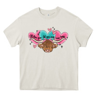 Cream western cow and heart Heavy Core Tee - MaliasSmallBusiness