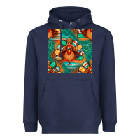 Navy thanksgiving  turkey seamless pattern Heavyweight Hoodie - BundleAndBundleShop