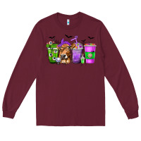Burgundy Coffee Cups with Cow and Halloween Long Sleeve Tee - texasbilliewilder