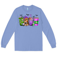 Coffee Cups With Cow And Halloween Long Sleeve Tee | Teevron