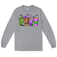 Heather Grey Coffee Cups with Cow and Halloween Long Sleeve Tee - texasbilliewilder