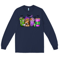 Navy Coffee Cups with Cow and Halloween Long Sleeve Tee - texasbilliewilder