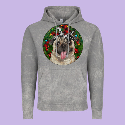 Christmas Pug With Buffalo Plaid Vintage Hoodie Designed By Ranaportraitstore