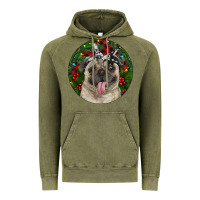 Vintage Olive Christmas Pug With Buffalo Plaid Vintage Hoodie - RanaPortraitStore