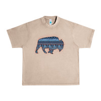 French Oak Bison Silhouette Blue Aztec Urban Heavy Tee - Bettercallsaul