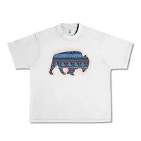 Lunar Rock Bison Silhouette Blue Aztec Urban Heavy Tee - Bettercallsaul