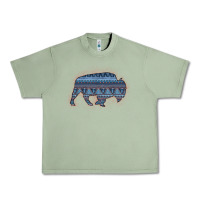 Oil Green Bison Silhouette Blue Aztec Urban Heavy Tee - Bettercallsaul