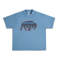 Pebble Blue Bison Silhouette Blue Aztec Urban Heavy Tee - Bettercallsaul