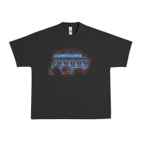 Pigment Black Bison Silhouette Blue Aztec Urban Heavy Tee - Bettercallsaul