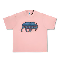 Salmon Bison Silhouette Blue Aztec Urban Heavy Tee - Bettercallsaul