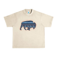 Sandshell Bison Silhouette Blue Aztec Urban Heavy Tee - Bettercallsaul