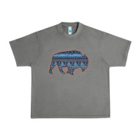 Tornado Bison Silhouette Blue Aztec Urban Heavy Tee - Bettercallsaul