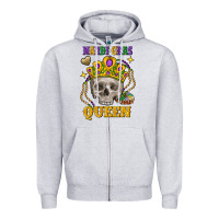 Heather Grey Skull Mardi Gras queen Zipper Hoodie - FaDigitalArtStudio