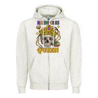 Oatmeal Heather Skull Mardi Gras queen Zipper Hoodie - FaDigitalArtStudio