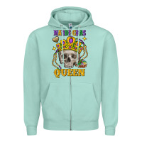 Seafoam Skull Mardi Gras queen Zipper Hoodie - FaDigitalArtStudio