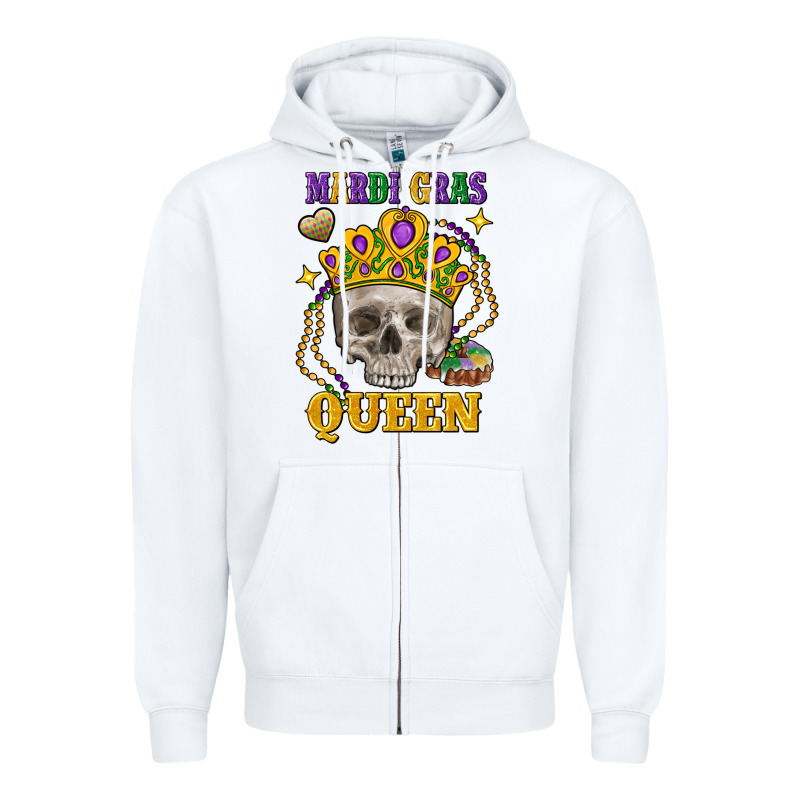 Skull Mardi Gras Queen Zipper Hoodie by FaDigitalArtStudio | Teevron