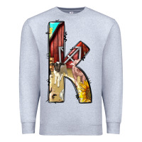 Heather Grey farm life alphabet lowercase letters k Premium Sweatshirt - BundleAndBundleShop
