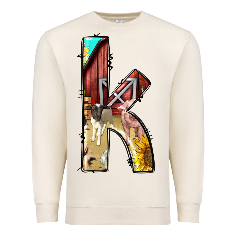Farm Life Alphabet Lowercase Letters K Premium Sweatshirt by BundleAndBundleShop | Teevron