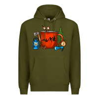 Army Green Camper Coffee Cup Premium Hoodie - FaDigitalArtStudio