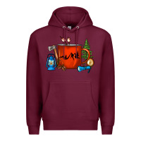 Burgundy Camper Coffee Cup Premium Hoodie - FaDigitalArtStudio