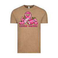 Tackle Cancer Pumpkins Football And Ribbon Breast Cancer Awareness Vintage Tee | Teevron