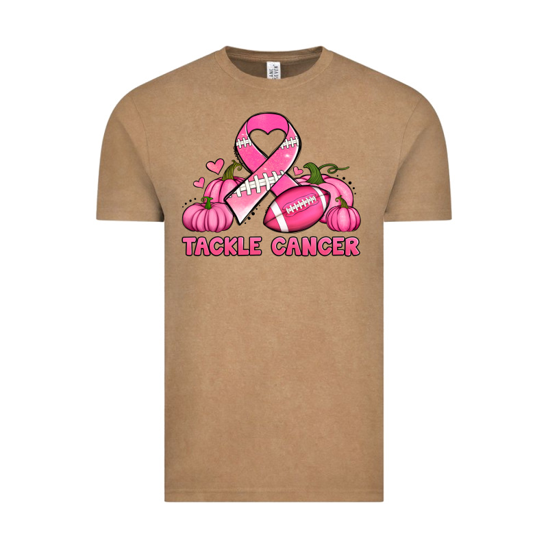 Tackle Cancer Pumpkins Football And Ribbon Breast Cancer Awareness Vintage Tee by Jasminsmagicworld | Teevron