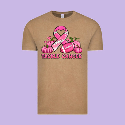 Tackle Cancer Pumpkins Football And Ribbon Breast Cancer Awareness Vintage Tee Designed By Jasminsmagicworld
