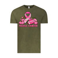 Vintage Olive tackle cancer pumpkins football and ribbon breast cancer awareness Vintage Tee - Jasminsmagicworld