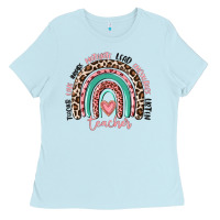 Baby Blue teacher rainbow Ladies Tee - MaliasSmallBusiness