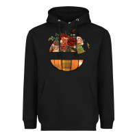 Black customize floral pumpkin Heavyweight Hoodie - BundleAndBundleShop