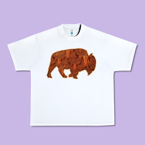 Bison Silhouette Red Skull Urban Heavy Tee Designed By Bettercallsaul