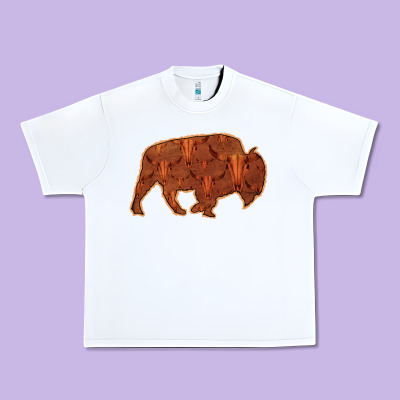 Bison Silhouette Red Skull Urban Heavy Tee Designed By Bettercallsaul