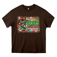Chocolate Brown merry christmas western boots Heavy Core Tee - AdoDesignShop