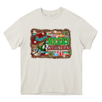 Cream merry christmas western boots Heavy Core Tee - AdoDesignShop