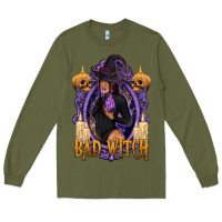 Army Green Bad Witch Black Woman Long Sleeve Tee - texasbilliewilder