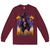 Burgundy Bad Witch Black Woman Long Sleeve Tee - texasbilliewilder