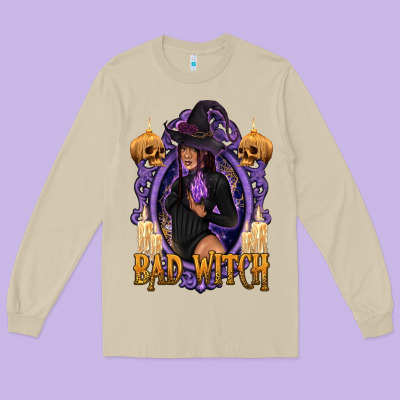 Bad Witch Black Woman Long Sleeve Tee Designed By Texasbilliewilder