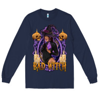 Navy Bad Witch Black Woman Long Sleeve Tee - texasbilliewilder