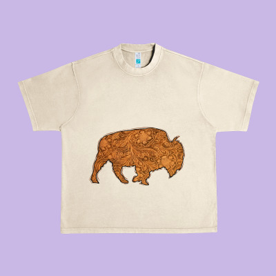 Western Vintage Bison Silhouette Urban Heavy Tee Designed By Bettercallsaul