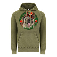 Vintage Olive Christmas Pug With Leopard Vintage Hoodie - RanaPortraitStore