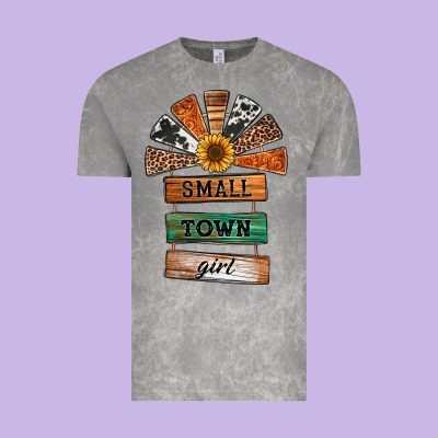 Small Town Girl Western Windmill Wooden Boards Vintage Tee Designed By Jasminsmagicworld