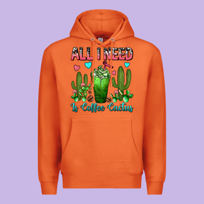 All I Need Is Coffee Cactus Frappe Premium Hoodie Designed By Fadigitalartstudio