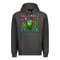 Charcoal Heather All I Need Is Coffee Cactus Frappe Premium Hoodie - FaDigitalArtStudio