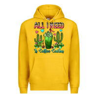 Lemon All I Need Is Coffee Cactus Frappe Premium Hoodie - FaDigitalArtStudio